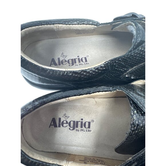 Alegria Womens Black Snake Embossed Leather Slip-On Loafers Size 39 US 9 - Picture 11 of 14